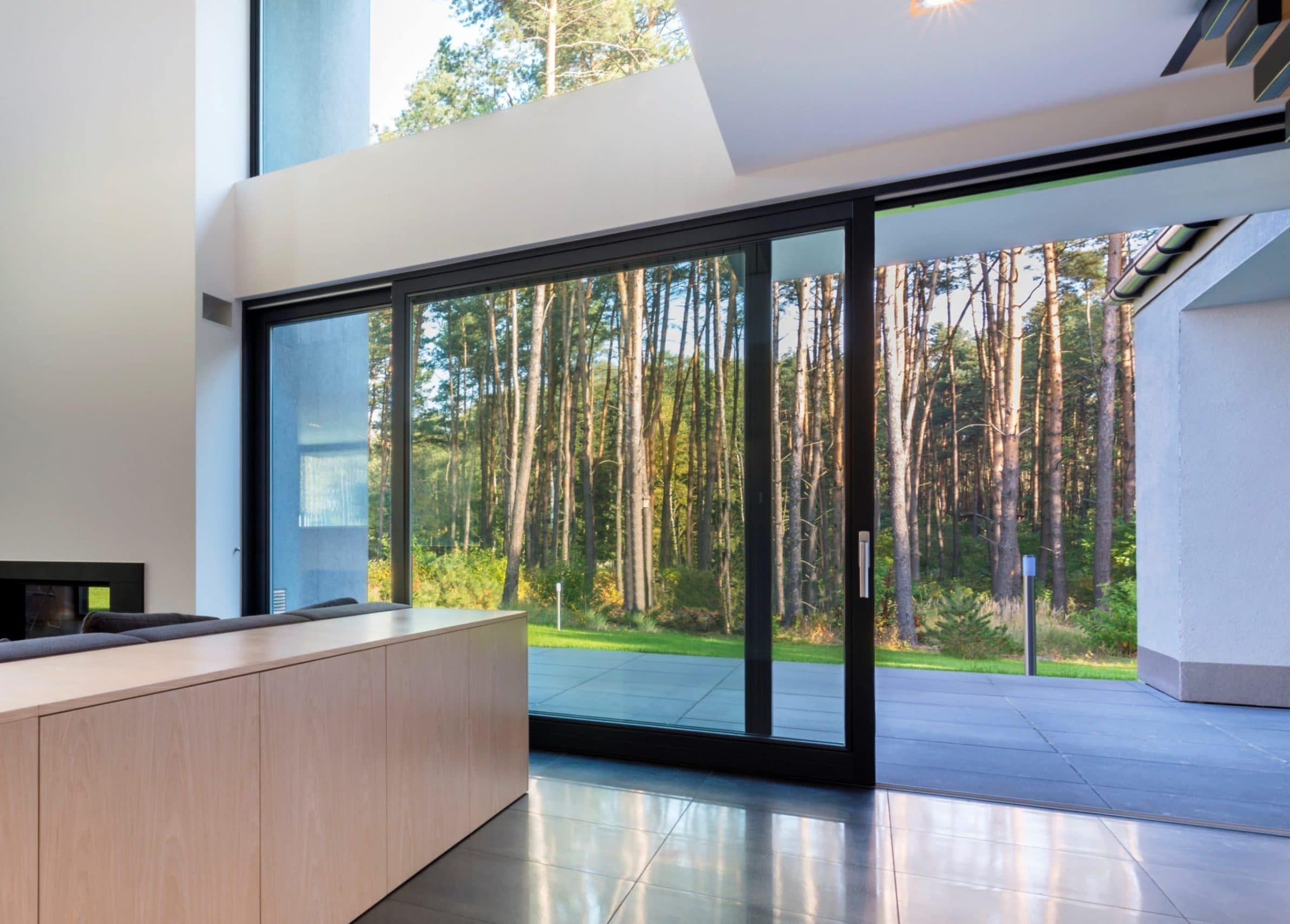 Sliding glass door application in residential project