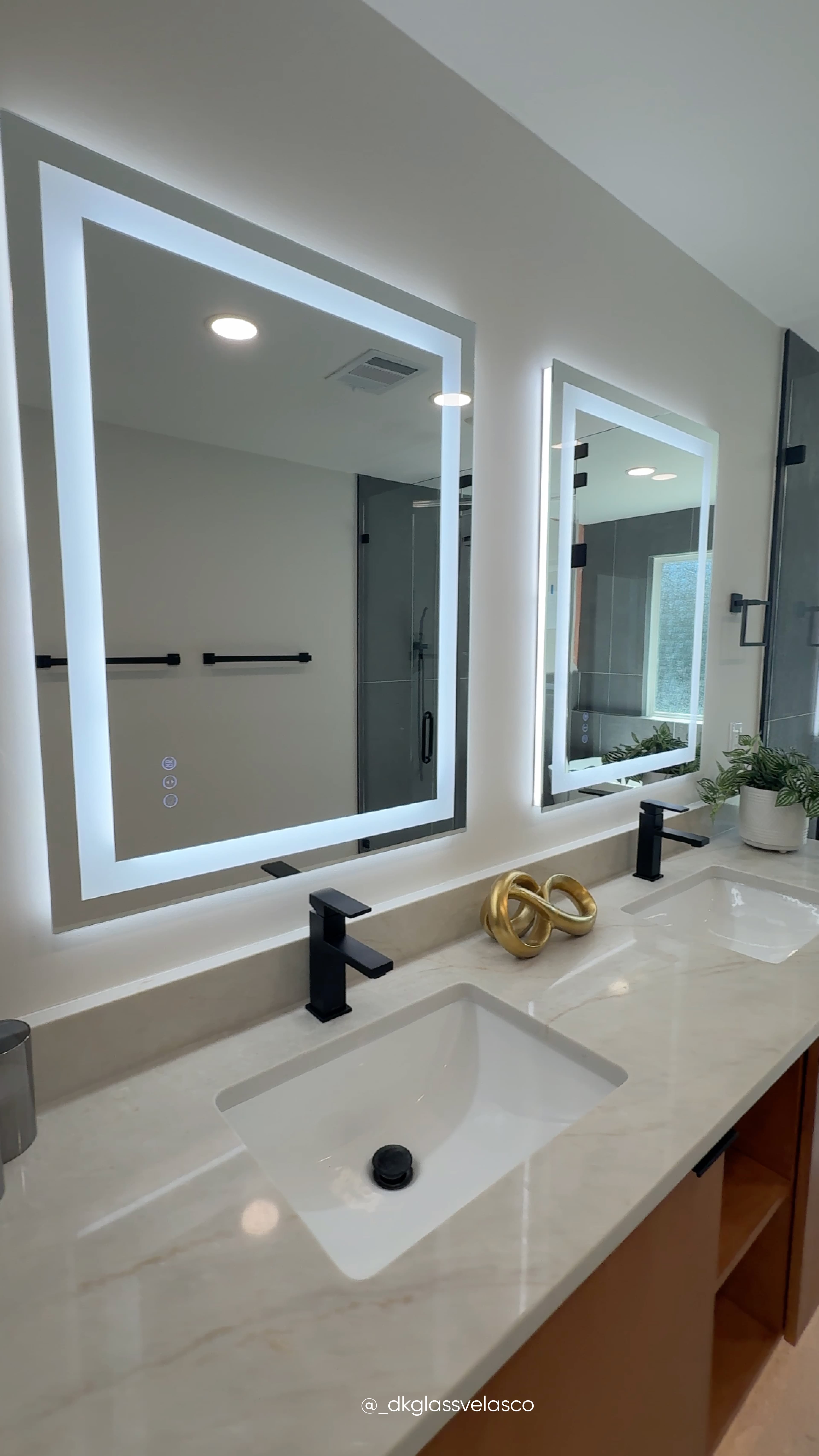 Custom full-height mirror installation in residence
